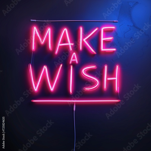 glowing neon sing saying make a wish