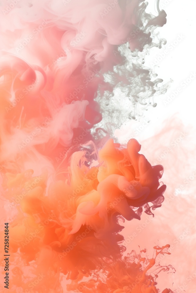 pink and white colors splash paint, smokey ink background