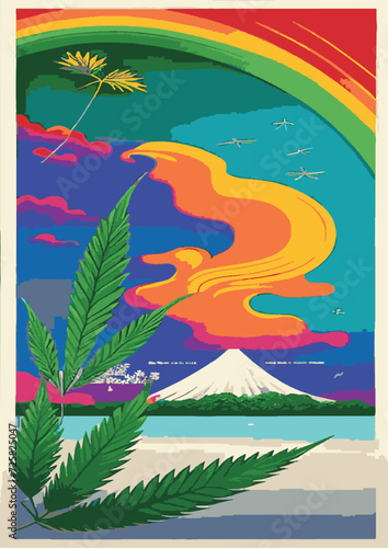 Text Background Set: Rainbow Landscape, Dragon, Dinosaur, Festival, Frame, Legalize, Chinese, Asian, Japanese, Engraving