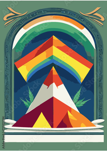 Text Background Set: Rainbow Landscape, Dragon, Dinosaur, Festival, Frame, Legalize, Chinese, Asian, Japanese, Engraving