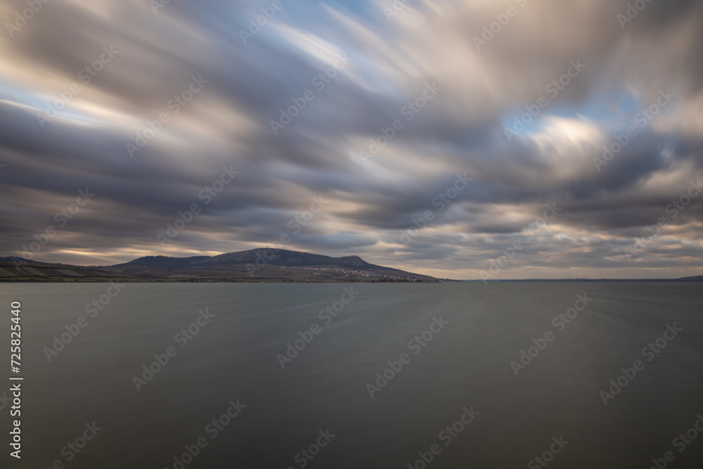 Fototapeta premium Lake landscape Musov Czech Republic. Long exposure.