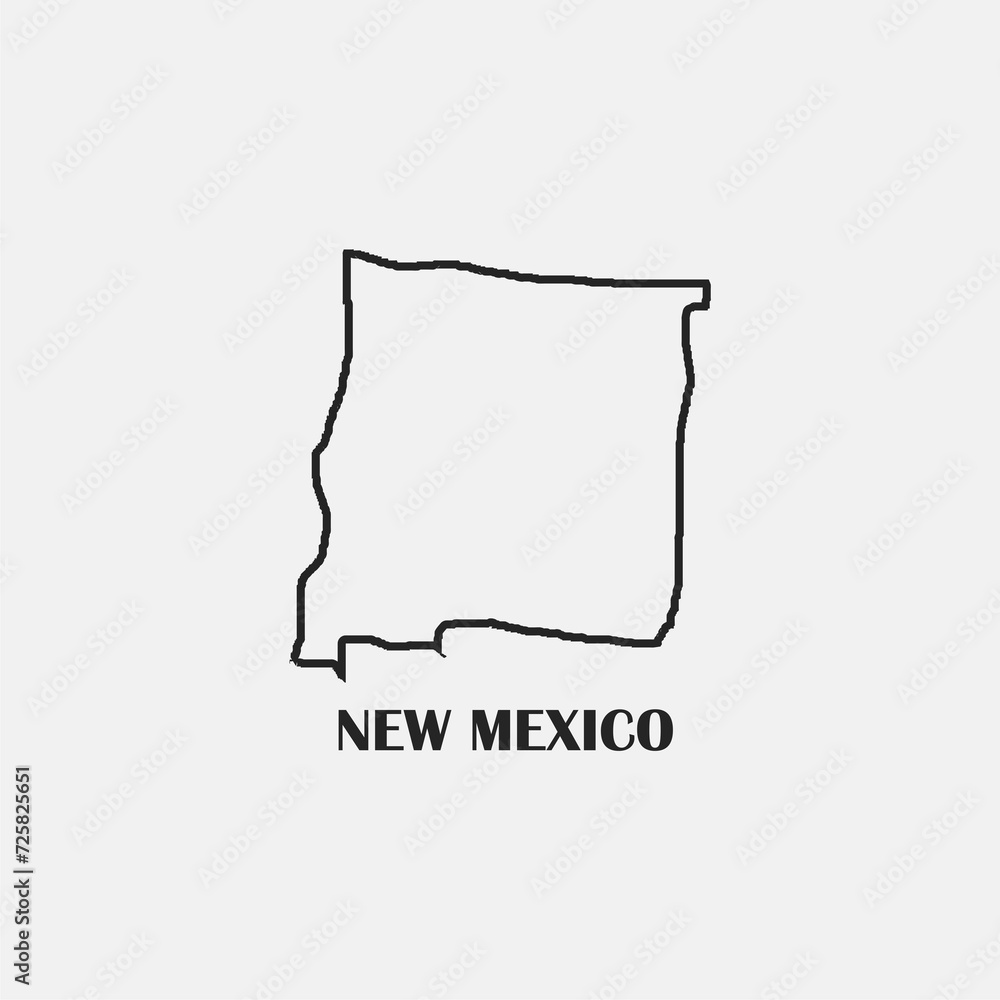 State of New Mexico. Map of New Mexico isolated on white background