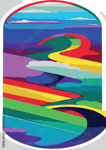 Text Background Set: Rainbow Landscape, Dragon, Dinosaur, Festival, Frame, Legalize, Chinese, Asian, Japanese, Engraving