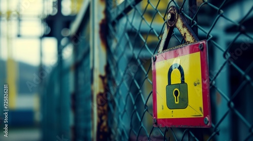 Fortified Perimeters: Security Signs Under Lock Symbol