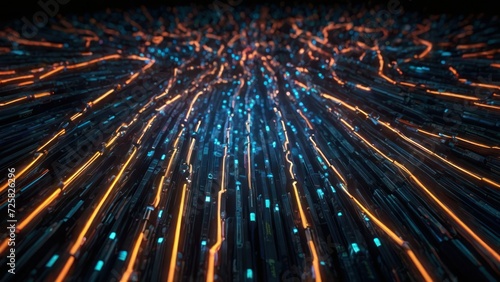 Glowing data cables transferring information background. generative, ai.