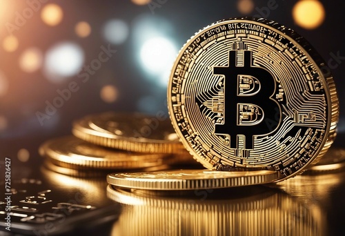 Bitcoin crypto coin money digital background currency gold concept virtual payment Cryptocurrency co photo