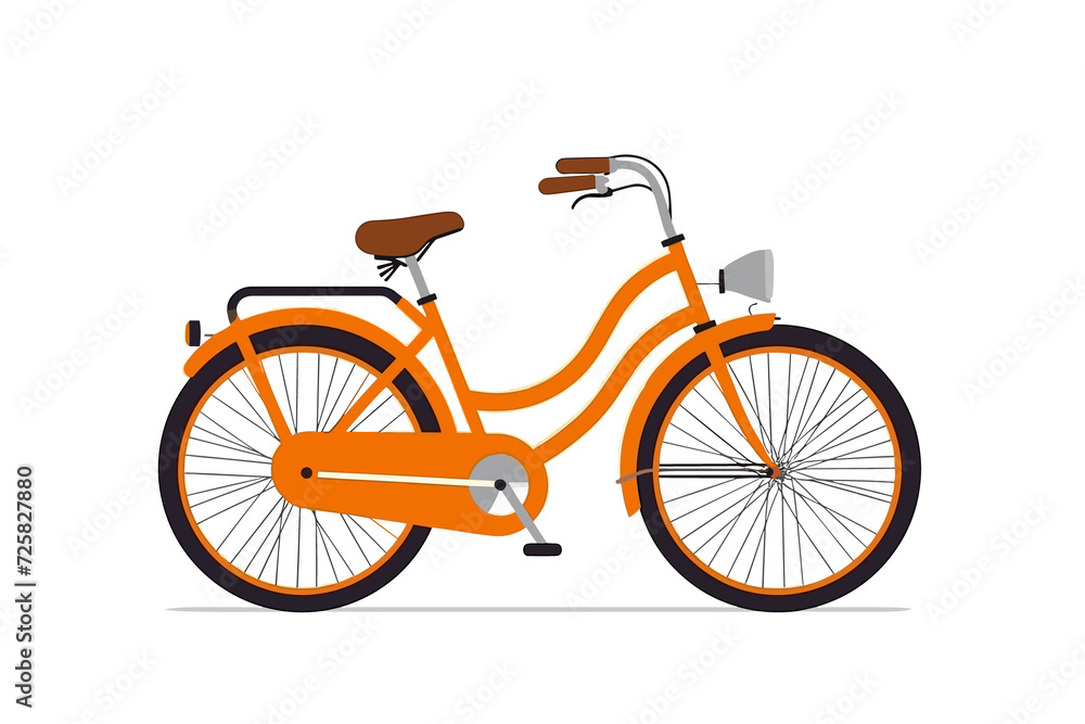Bicycle on white or transparent background, flat illustration. AI Generated.