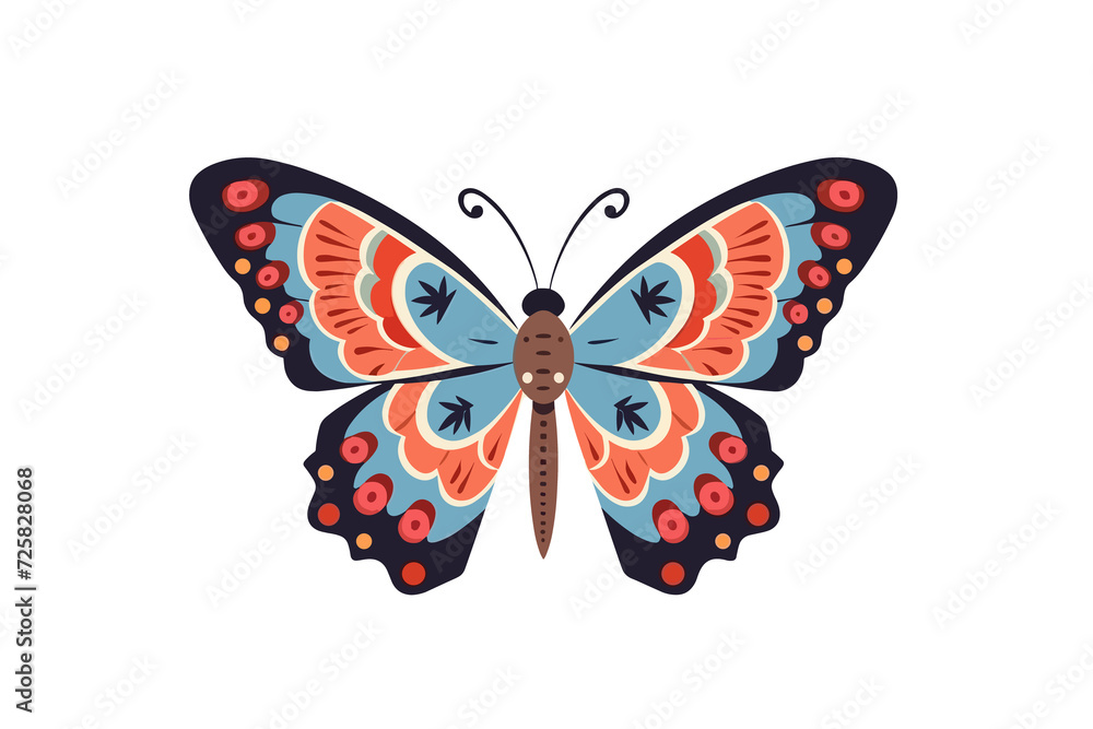 Butterfly on white or transparent background, flat illustration. AI Generated. Butterfly on white or transparent background, flat illustration. AI Generated.