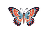 Butterfly on white or transparent background, flat illustration. AI Generated.