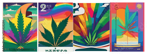 Text Background Set: Rainbow Landscape, Dragon, Dinosaur, Festival, Frame, Legalize, Chinese, Asian, Japanese, Engraving