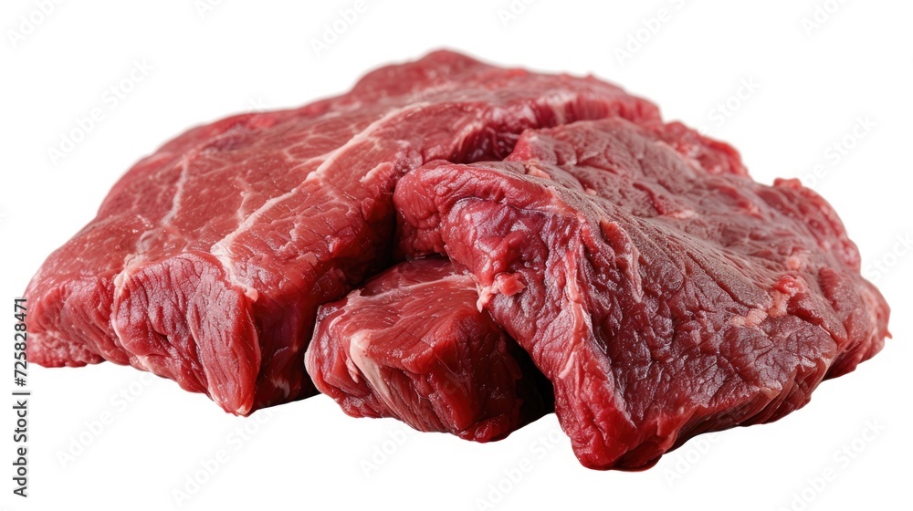 A pile of raw meat stacked on top of each other. Versatile image for various culinary and food-related projects