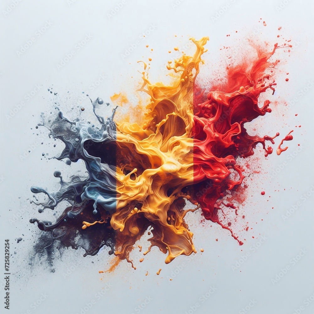 Belgium flag what Splash of water and flame. AI generated illustration Belgium flag what Splash of water and flame. AI generated illustration