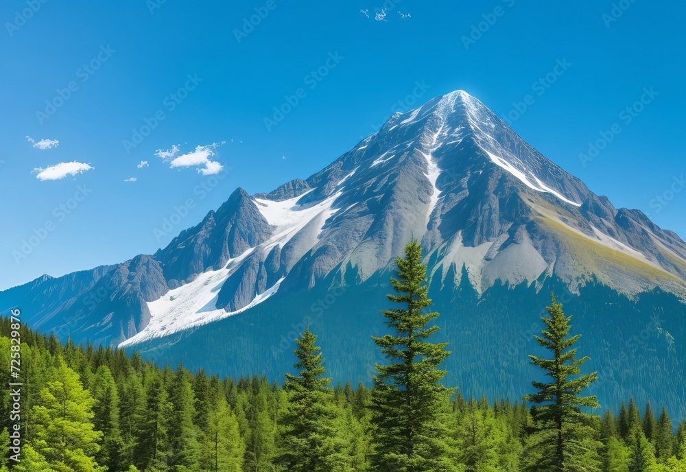 Mountain covered by forest and a blue sky Mountain covered by forest and a blue sky