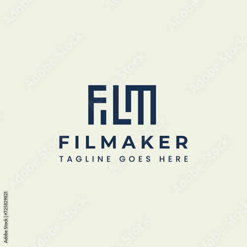 film typography logo in vintage retro art style for entertainment, movie, cinema industry