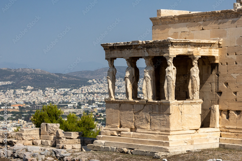 Loggia delle Cariatidi nell'Acropoli di Atene, Grecia