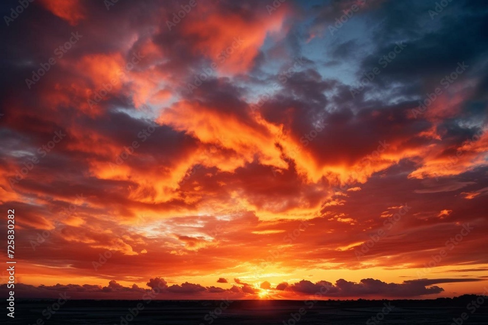 colorful sunset sky, clouds. Generative AI