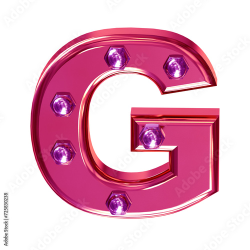 Pink symbol with bolts. letter g