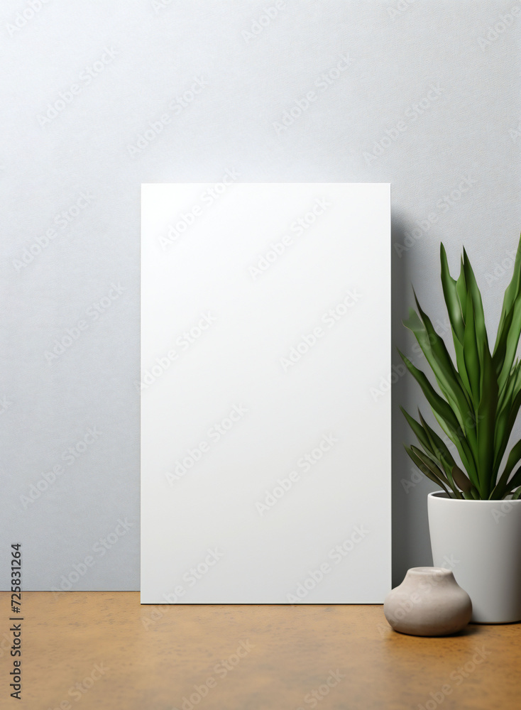 White poster canvas on wall with clean blank for design, advertising and other content picture White poster canvas on wall with clean blank for design, advertising and other content picture