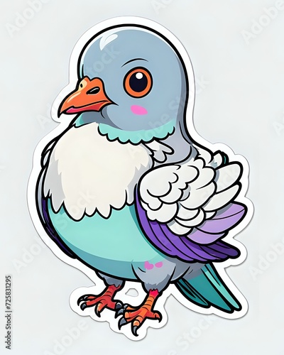 Illustration of a cute Pigeon sticker with vibrant colors and a playful expression