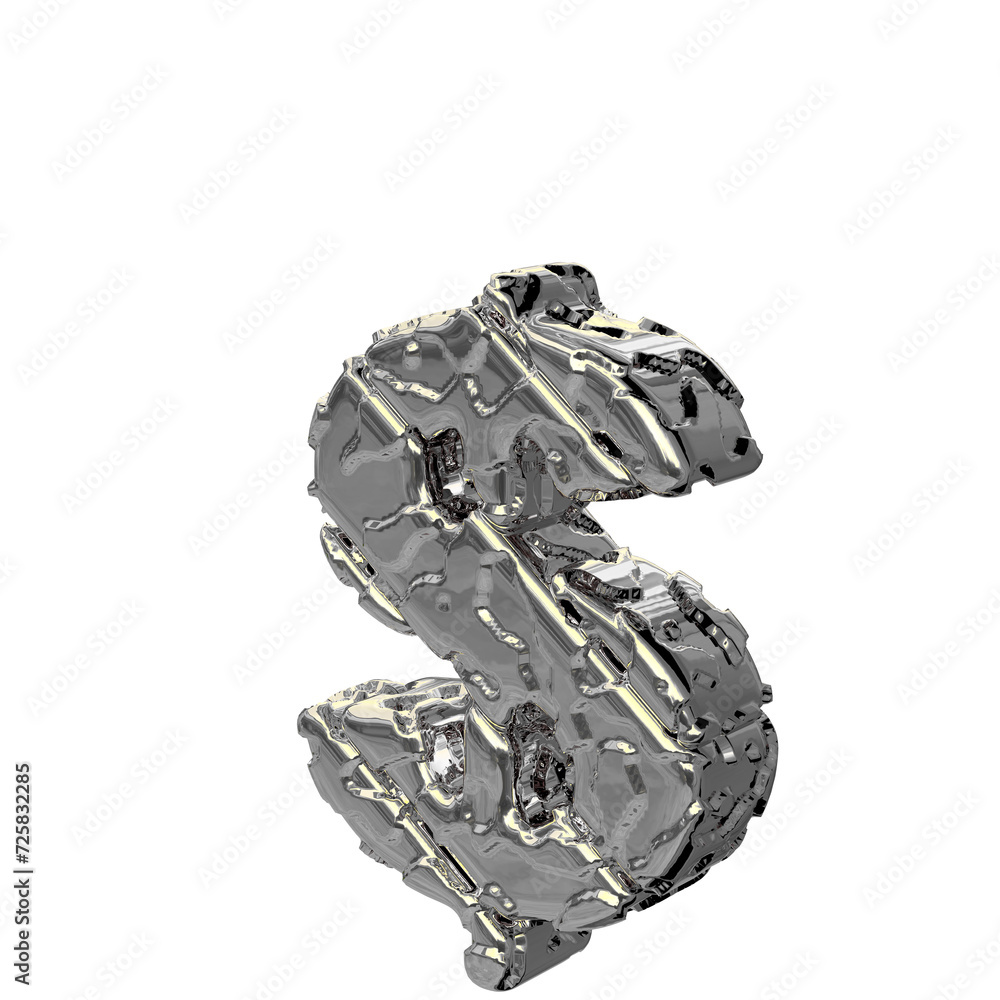The silver unpolished 3d symbol turned to the left The silver unpolished 3d symbol turned to the left