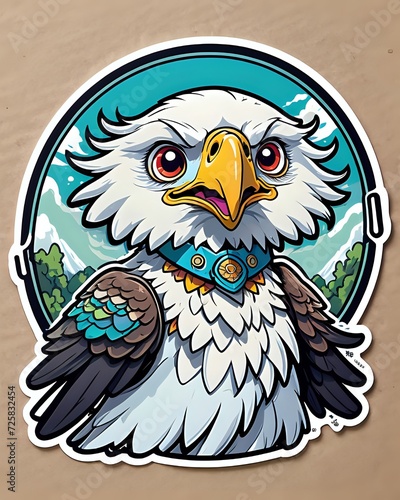 Illustration of a cute Eagle sticker with vibrant colors and a playful expression