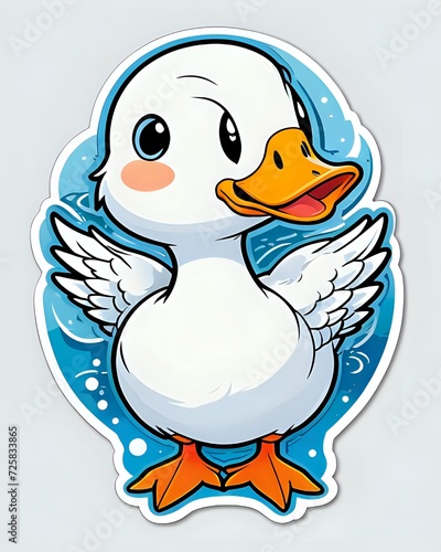 Illustration of a cute Goose sticker with vibrant colors and a playful expression