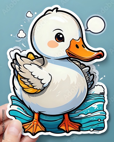 Illustration of a cute Goose sticker with vibrant colors and a playful expression
