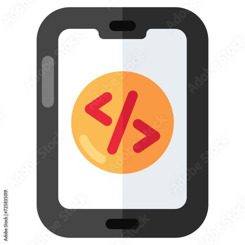 Unique design icon of mobile coding
