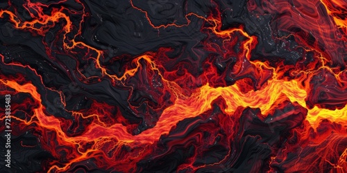 Abstract lava flow, with reds, oranges, and yellows merging in a fluid, molten pattern