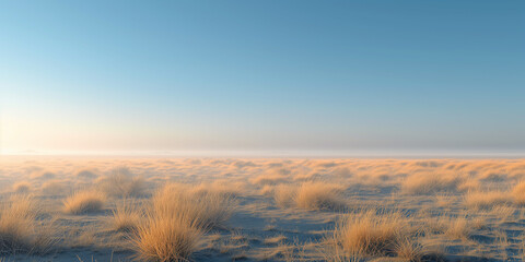 Papier peint photo Pantone 2025 Mocha Mousse landscape of steppe plain with dry grass and bushes  © Evgeny