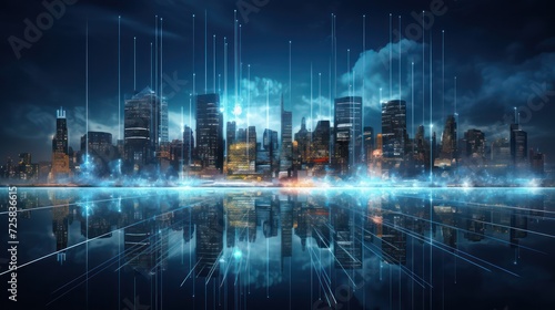 smart city a futuristic city with technology and digital lines