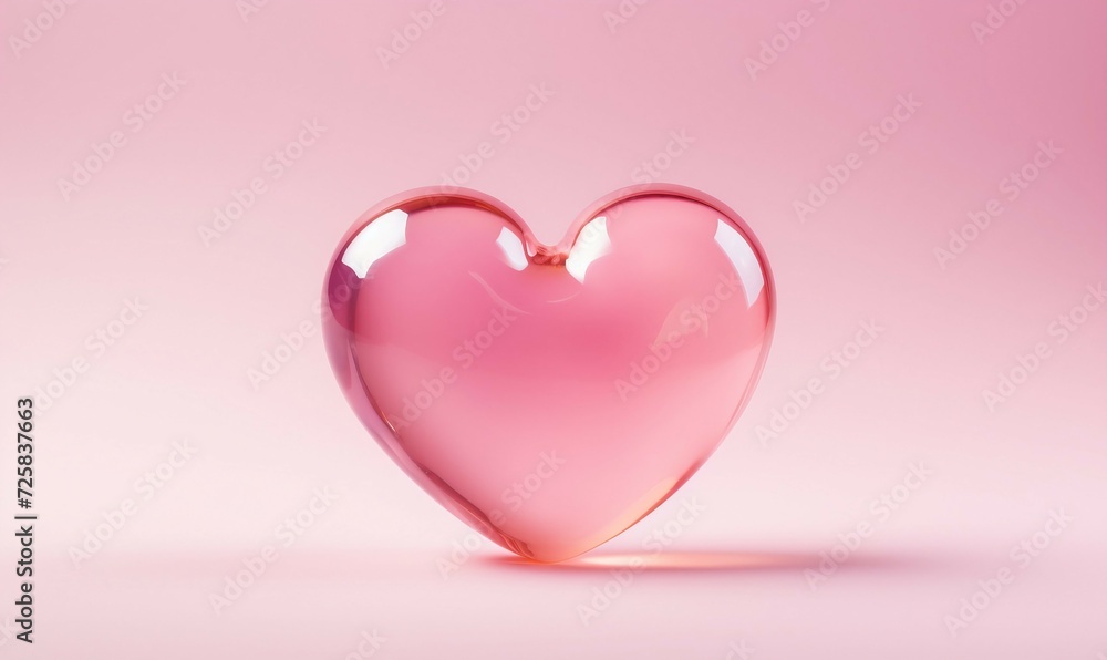 Pink heart on a pink background. 3d rendering, 3d illustration.