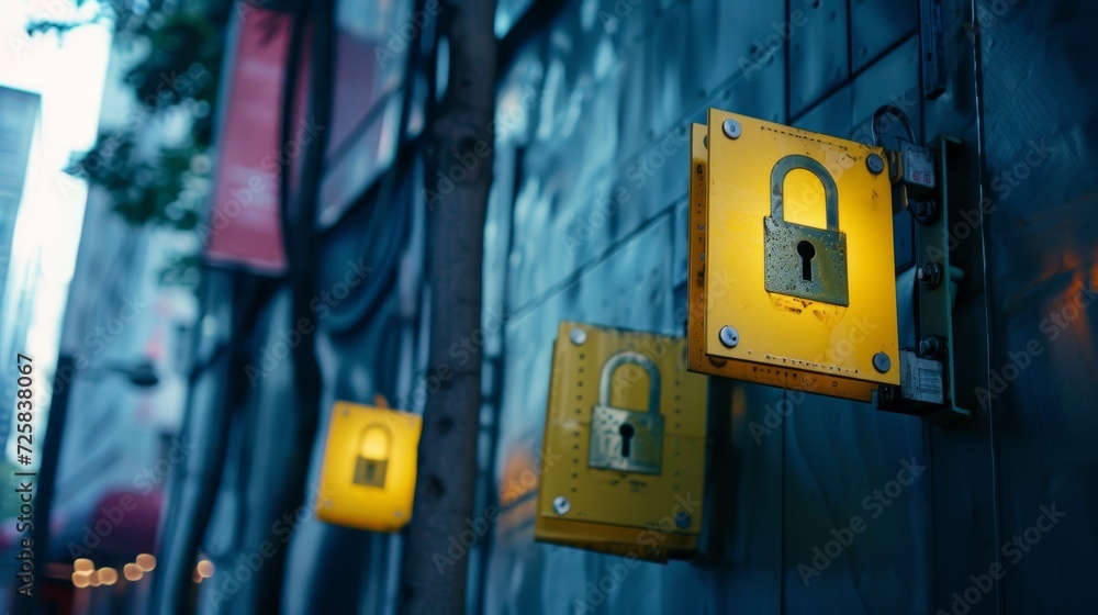 Fototapeta premium Security Measures: Locked Signs