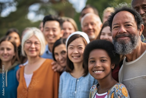 Large group of happy multiethnic and multi-generation