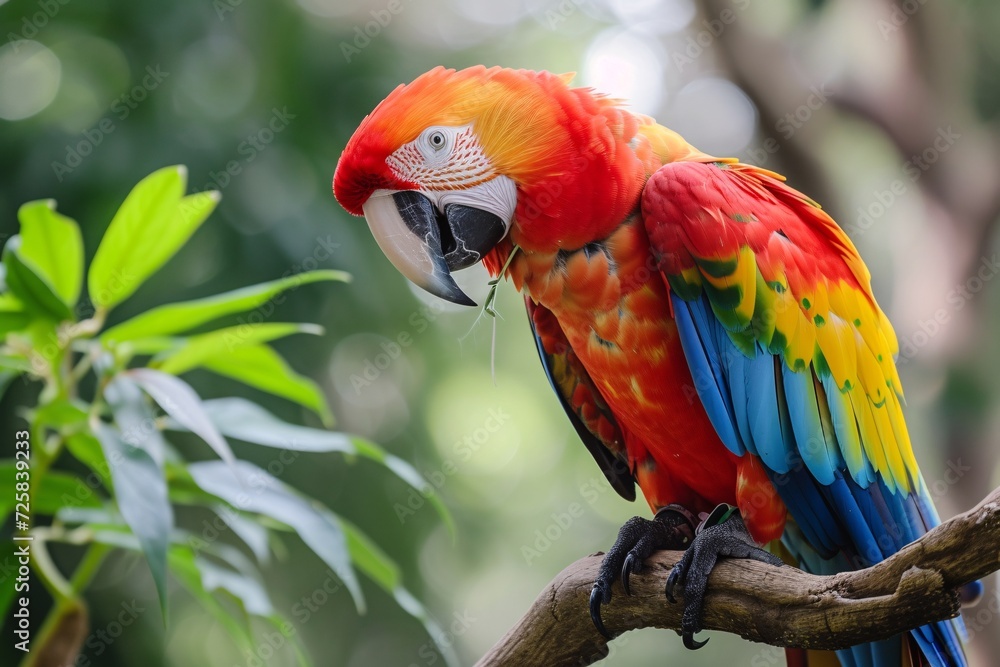 portrait of a parrot in the jungle