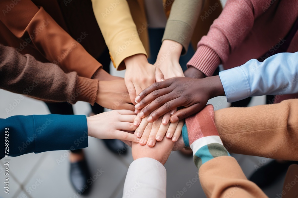 People of all colors holding hands inclusive business People of all colors holding hands inclusive business