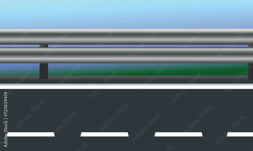 View of a road with road markings and a bump stop. Vector illustration. View of a road with road markings and a bump stop. Vector illustration.