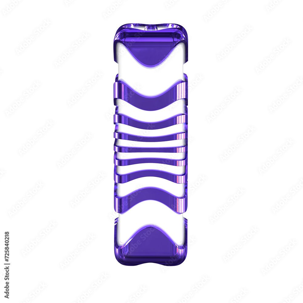 White symbol with dark purple straps. letter l White symbol with dark purple straps. letter l