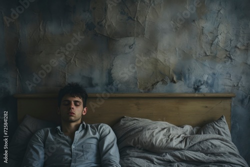 Photo of a worker wearing a suit sleeping due to exhaustion