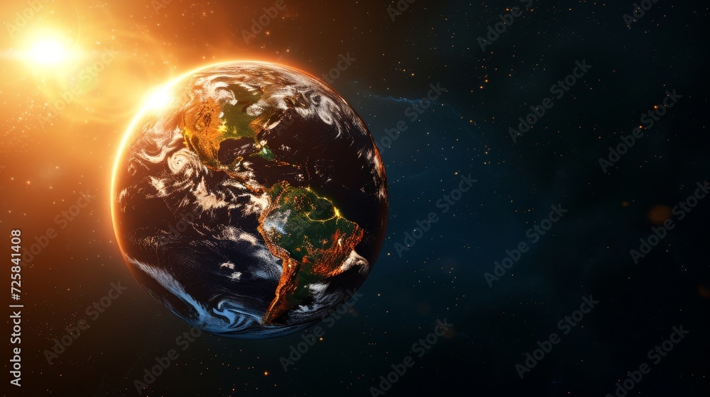 Naklejka premium Shining Future: Globe of Sustainable Advancement