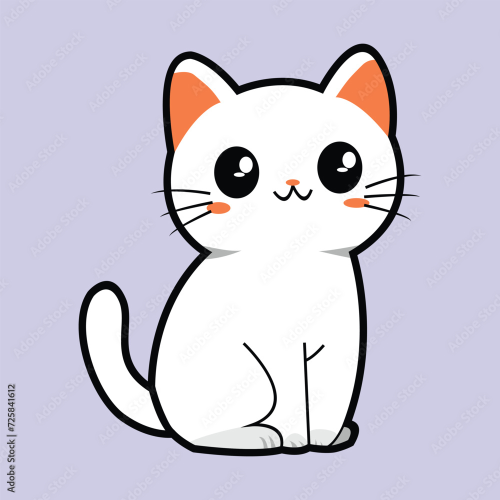 Minimalist Vector Animation Design White Cat
