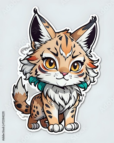 Illustration of a cute Lynx sticker with vibrant colors and a playful expression
