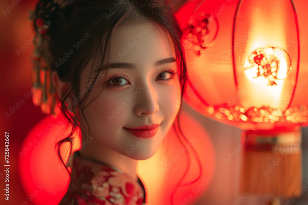 Serene Elegance in Red.
Graceful young woman in a red traditional dress with Chinese lanterns. Serene Elegance in Red.
Graceful young woman in a red traditional dress with Chinese lanterns.