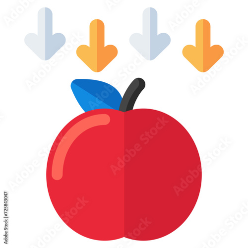 Colored design icon of falling apple 
