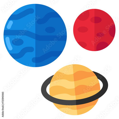 Editable design icon of planets isolated on white background 