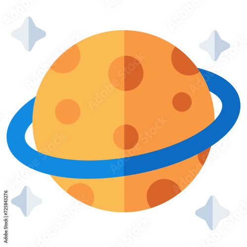 Editable design icon of revolving planet isolated on white background 