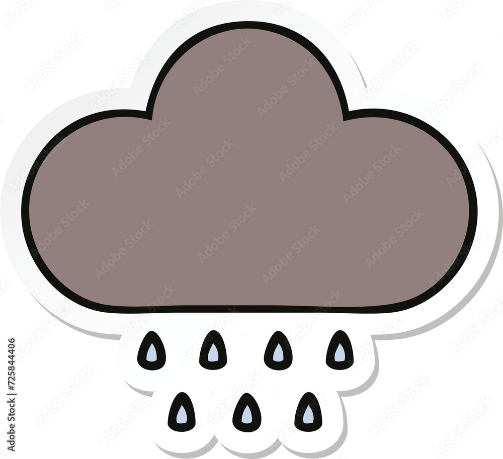 sticker of a cute cartoon storm rain cloud sticker of a cute cartoon storm rain cloud