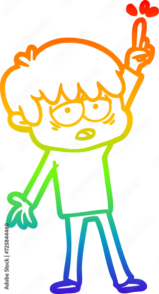 rainbow gradient line drawing cartoon exhausted boy rainbow gradient line drawing cartoon exhausted boy
