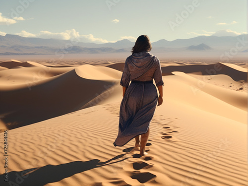 woman in the desert, walking