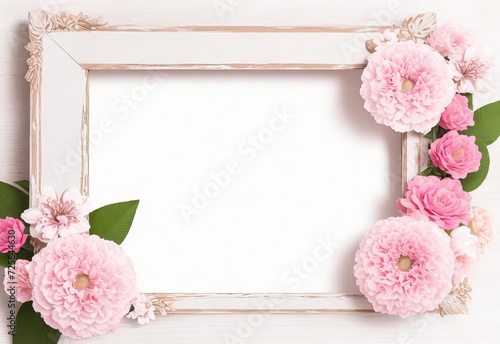 Wooden frame decorated with pink and white flower